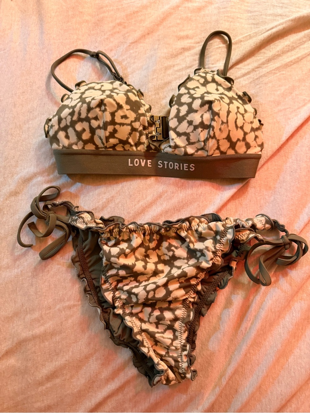 H&M x Swim Club Olive & Cream Leopard-Print Bikini Set